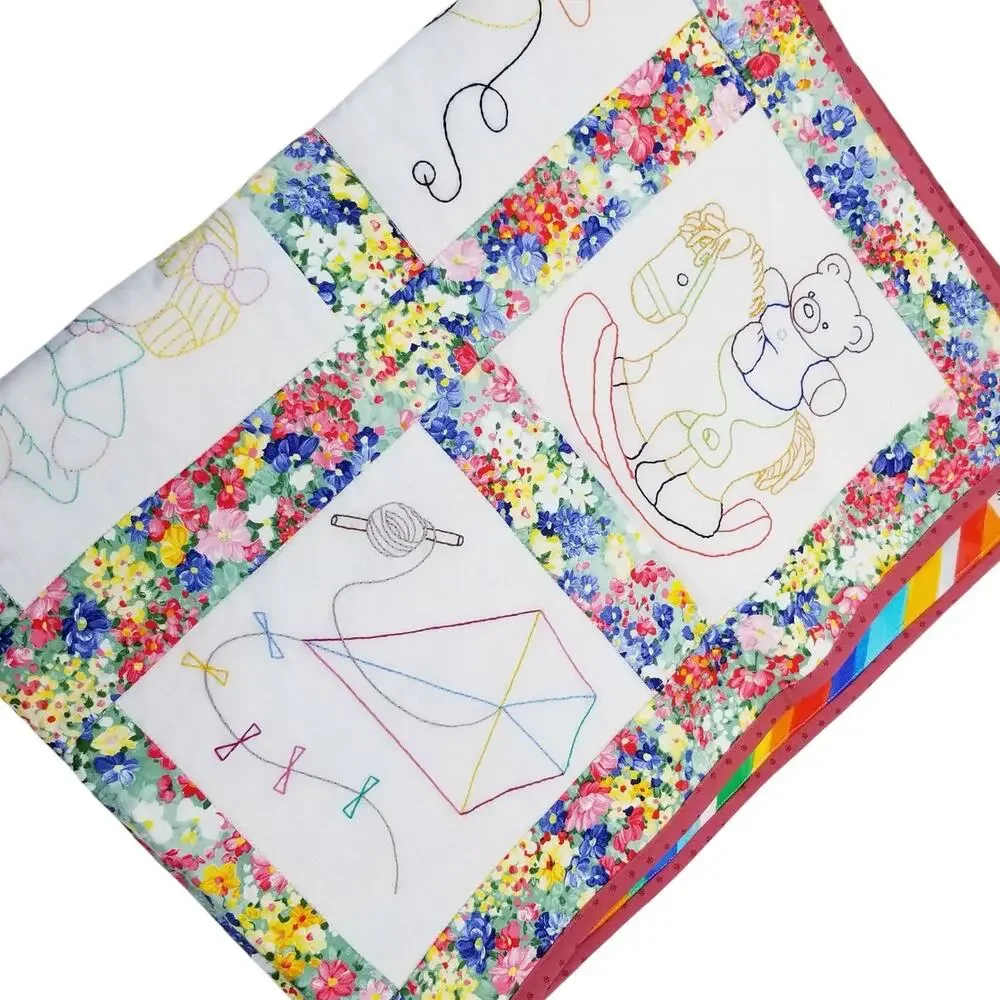 NEW Baby Toddler Crib Quilt Floral Stripes Bright Softball Guitar Horse Baseball